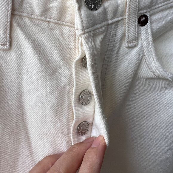 Agolde Riley Cropped Straight-Leg distressed Jeans, white, size 24 - Picture 6 of 11